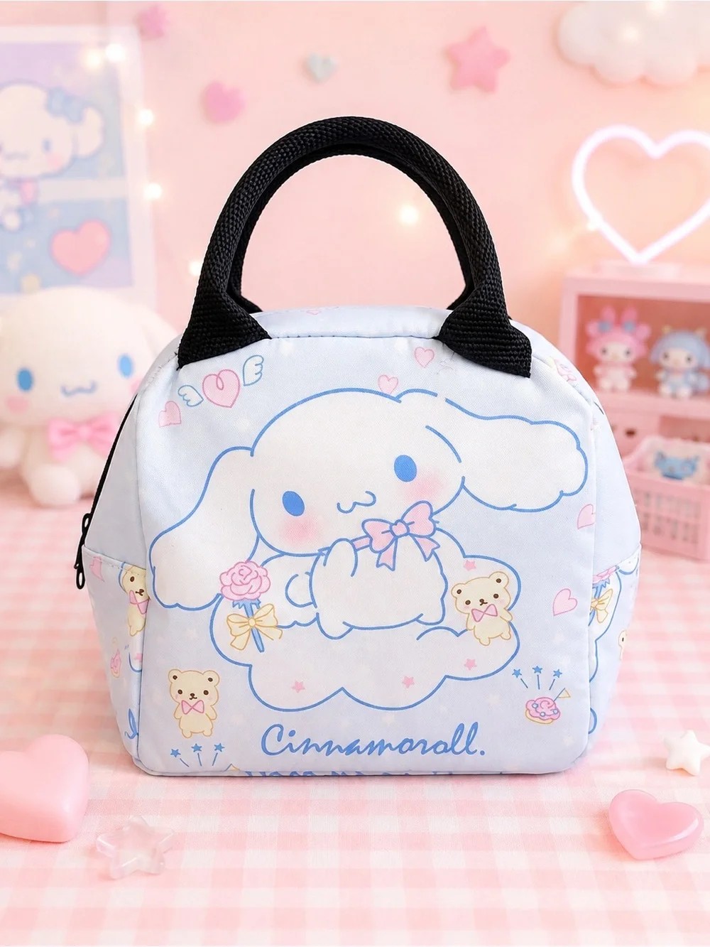 Cinnamoroll Pastel Blue Insulated Lunch Bag Kawaii Cooler Tote
